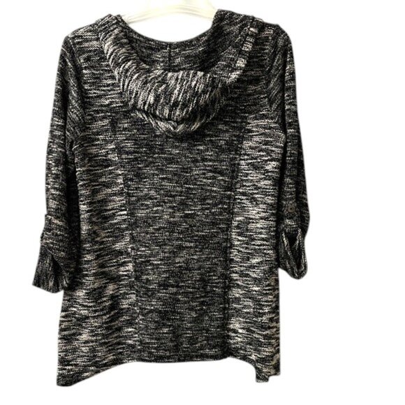 Style & Co. Black and White Knit Zip Front Hooded Cardigan - Picture 5 of 9